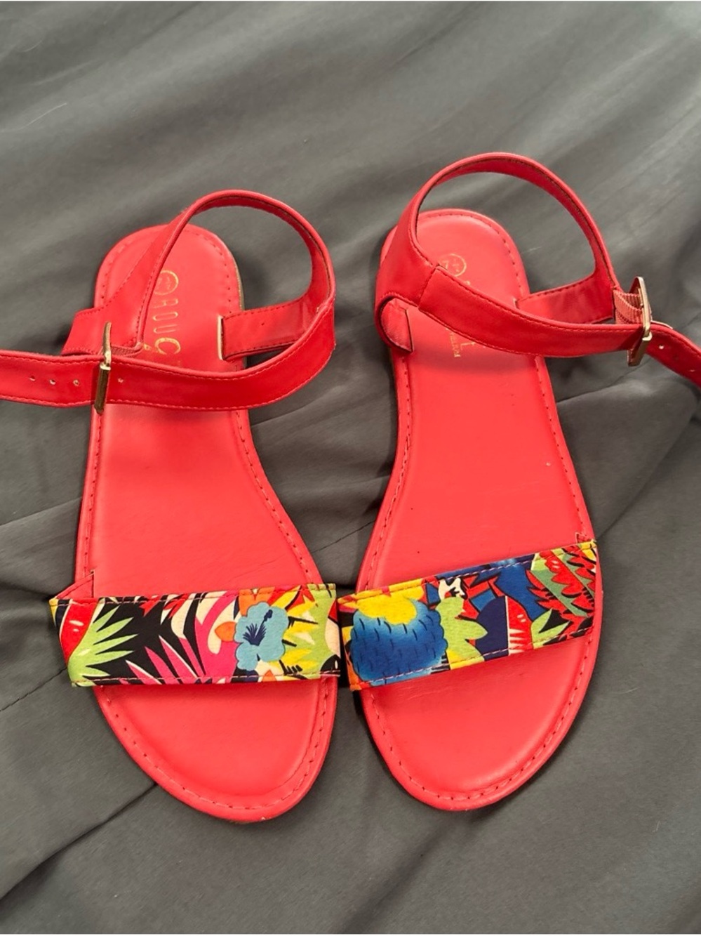 Red Floral Strap Women's Sandals